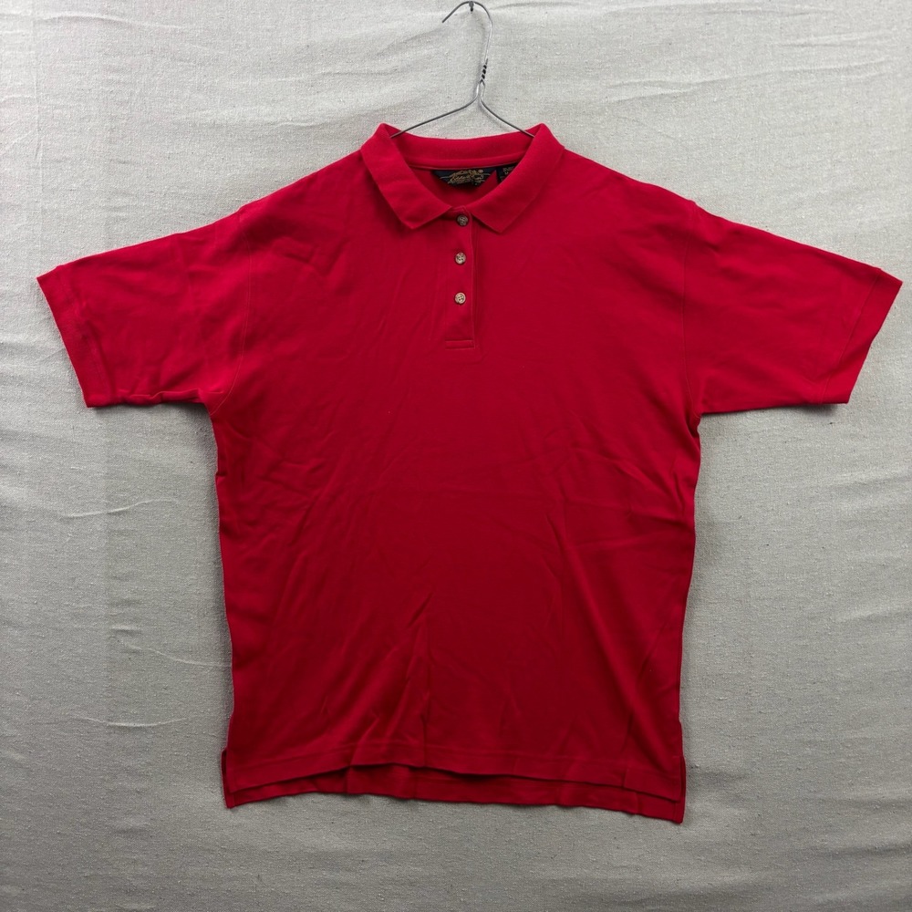 VTG Eddie Bauer Polo Shirt‎ Mens Medium Red Short Sleeve Cotton Classic Casual